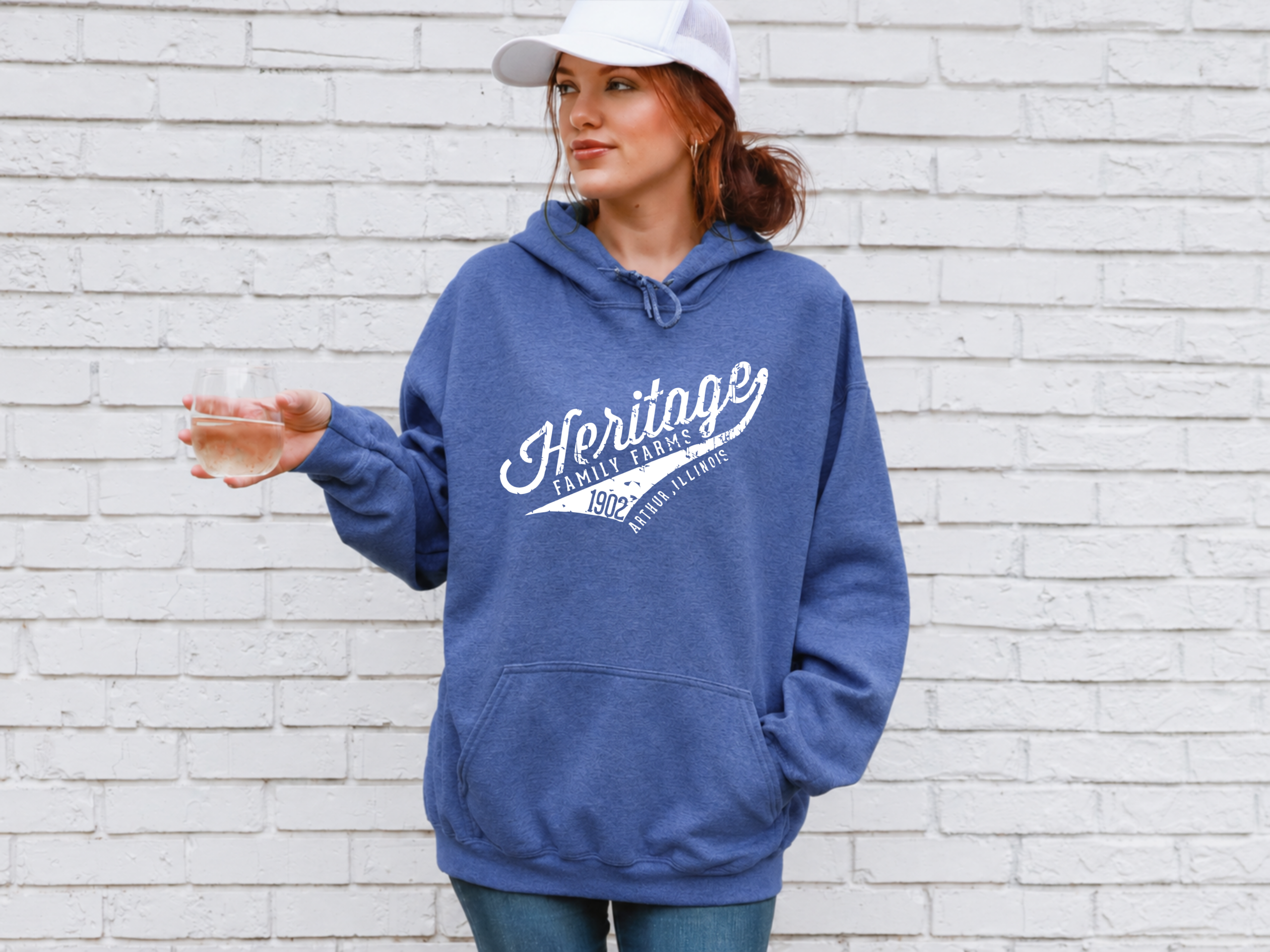 Heritage Family Farms Baseball Logo Unisex Hooded Sweatshirt - Image 3