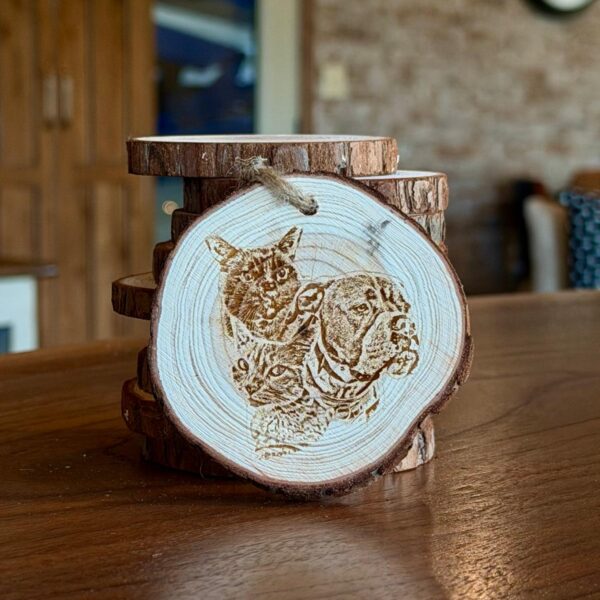 Engraved Unfinished Natural Wood Ornament