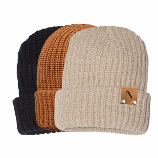 Leather Patch Beanie