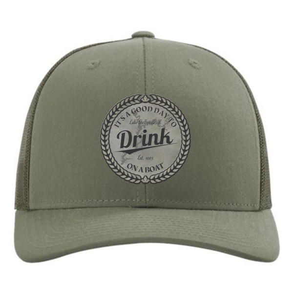 It's A Good Day on Lake Shelbyville Faux Leather Patch Hat